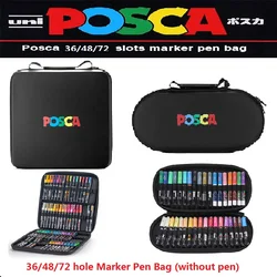 Portable Stationery 36/48/72 Holes Slots Marker Bag Case Organizer for All Posca Marker Size for Uni PC-1M/3M/5M/8K/17K