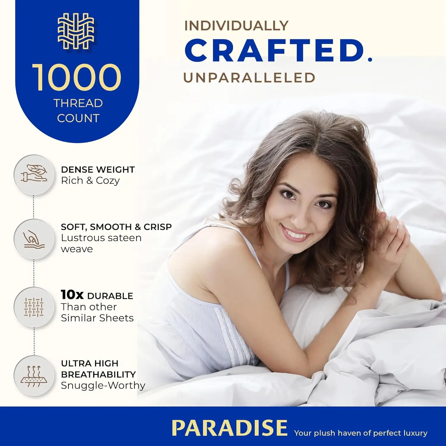 SPREAD 100% Pure Egyptian Cotton Sheets King Size - 1000 High Thread Count Sheets King, 4 PC White Luxury Hotel King Size