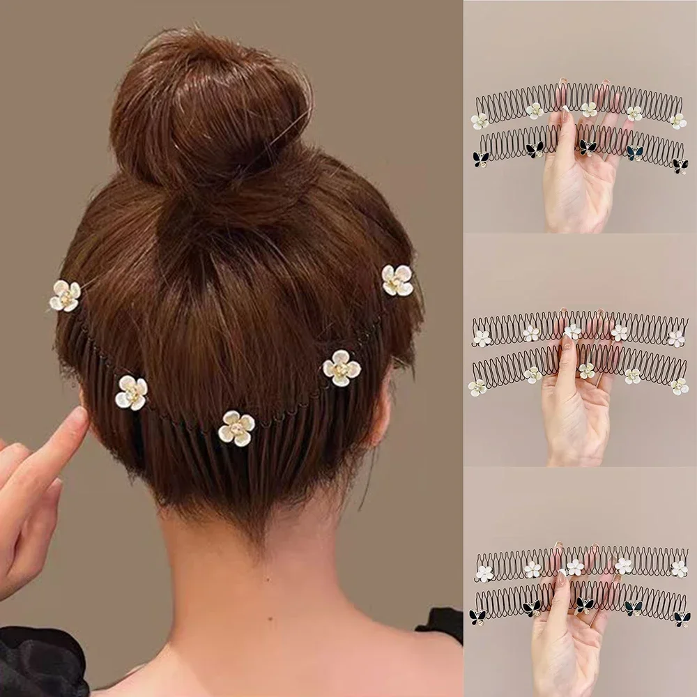 Camellia Hair Comb Invisible Bangs Hair Clip Tidy Hairpin Girls Hairpin Women Tools Fixed Inser Comb Hair Accessories Для Волос