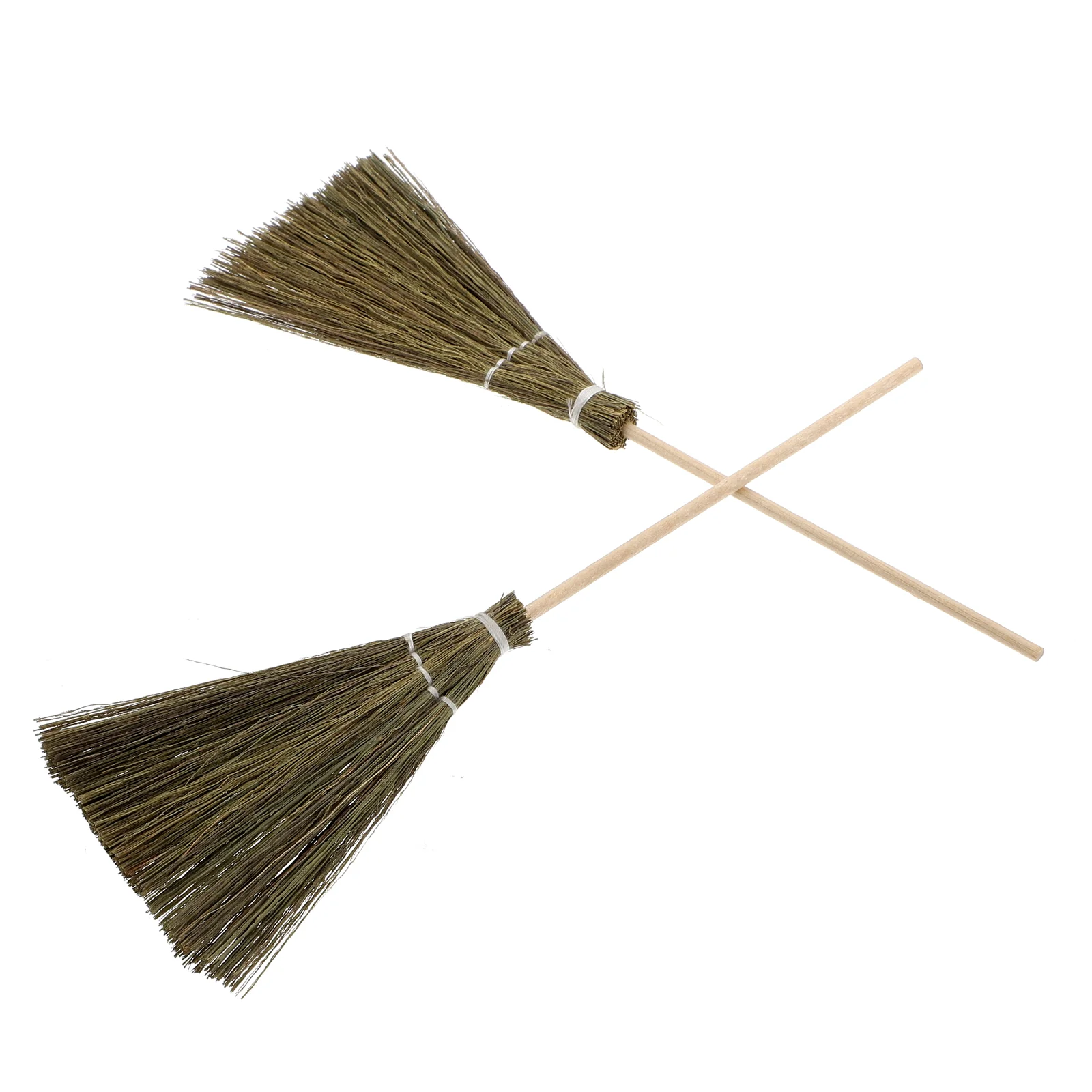 2 Pcs Broom Model Brooms Mini Grass 1:12 Household Ornament Furniture Toys Wood Accessories Miniature Child Home Ornaments