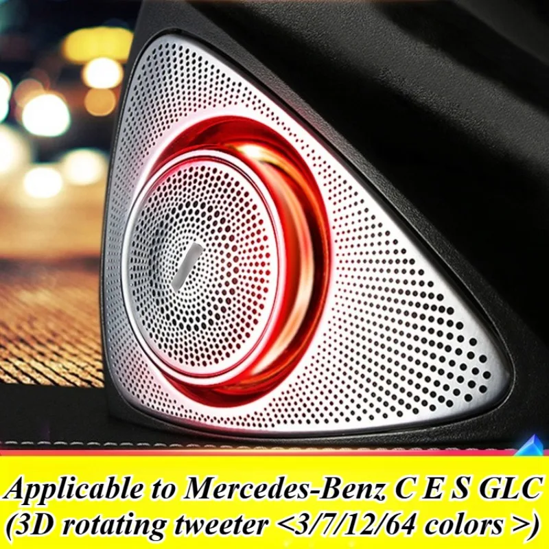 

For Mercedes-Benz C-Class GLC 2015-2022 3D Rotating Tweeter Speaker with Ambient Light Car Audio System OEM Upgrade Accessories