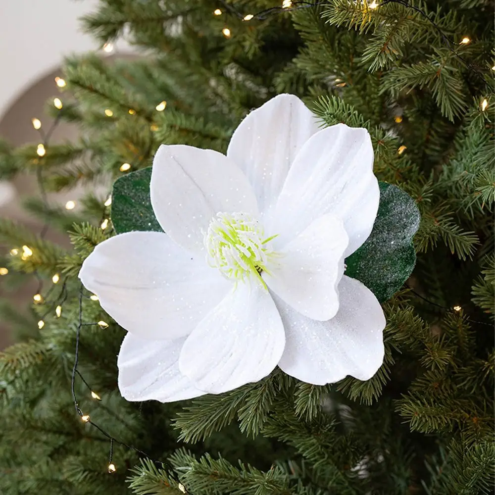 25 cm künstliche Weihnachtsblume, glänzend, realistisch, Weihnachtsstern, Samt, handgefertigt, Weihnachtsbaumschmuck, Heimdekoration