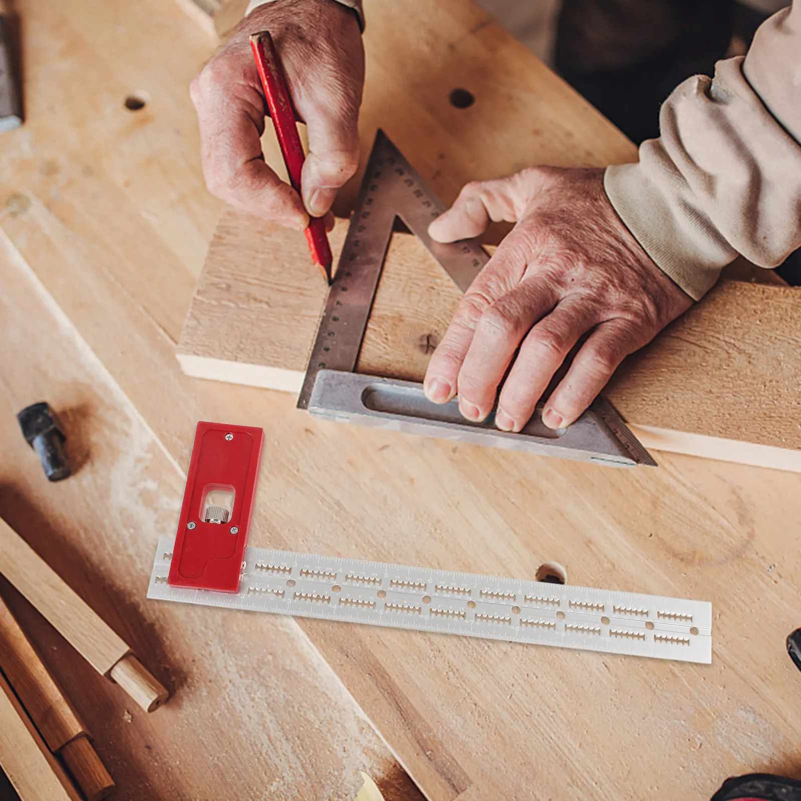 Woodworking Carpenter - Templat Pengeboran Lubang Pintu, Penggaris Pengeboran