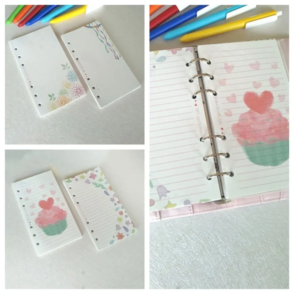 40Sheet A5 A6 A7 Loose-Leaf Refill Paper Flower 6-hole Inner Refill Spiral Binder Paper Separator Page Paper Cake