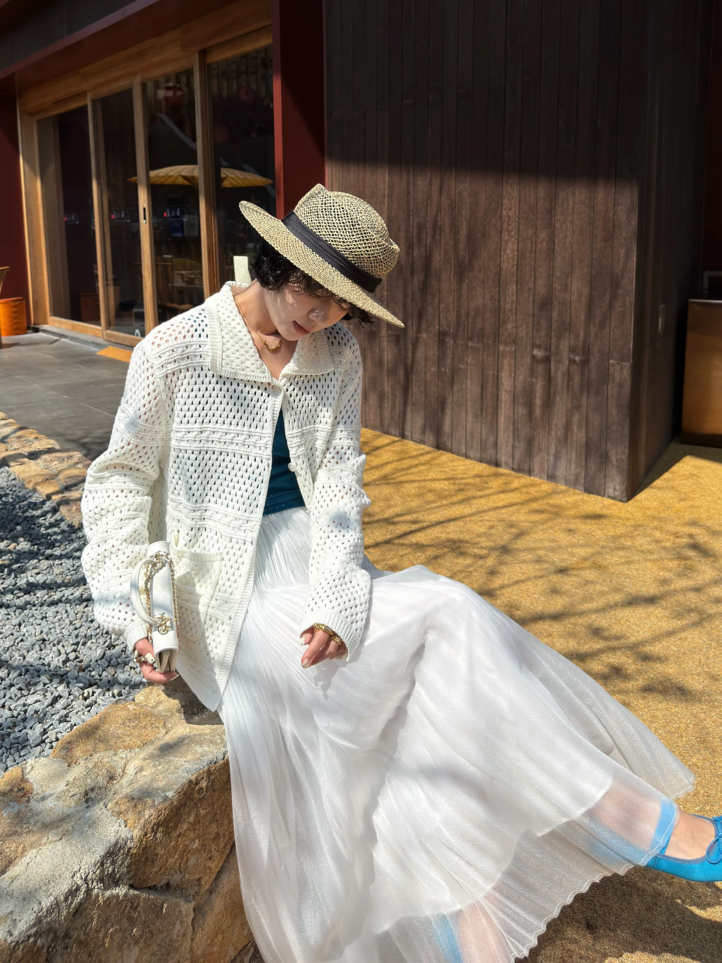 

Женский вязаный кардиган Buuyie с ажурным узором, свободного кроя, в корейском стиле, весна-лето, из смесового хлопка, с длинными рукавами, повседневный топ