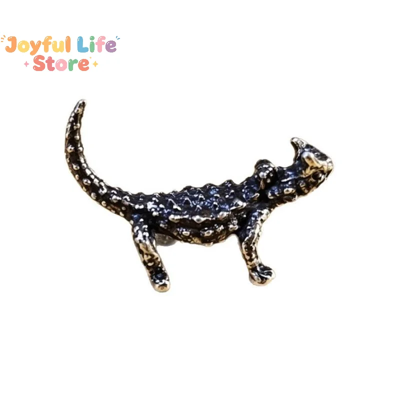 Hot Sale 1Pc Alloy Horned Lizard Figurine Vintage Finish Mini Animal Statue For Desktop Decor Collectible Gift
