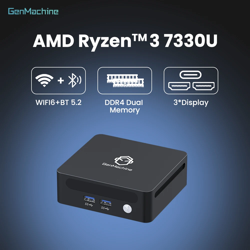 4C/8T 2.3GHz Perfect for Streaming & Work Diy Gaming Computer Genmachine AMD Ryzen 3 7330U Mini Pc Windows 11 Ryzen Desktop