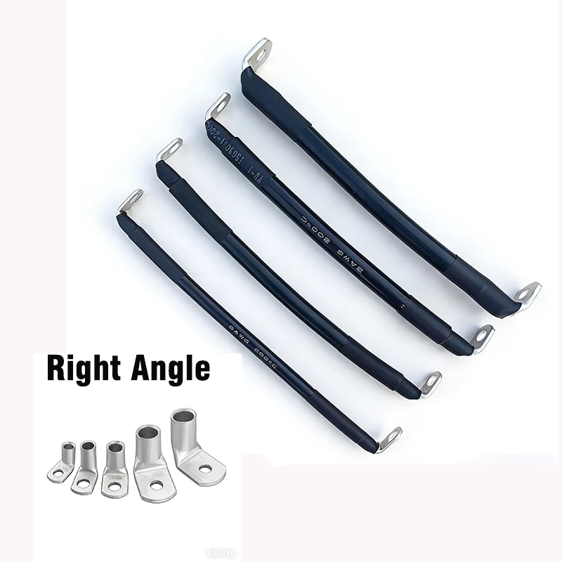 

Right Angle M8 Tin Plated Copper Connector With Soft Silicone Wire 0AWG 2AWG 4AWG 6AWG For Battery Inverter