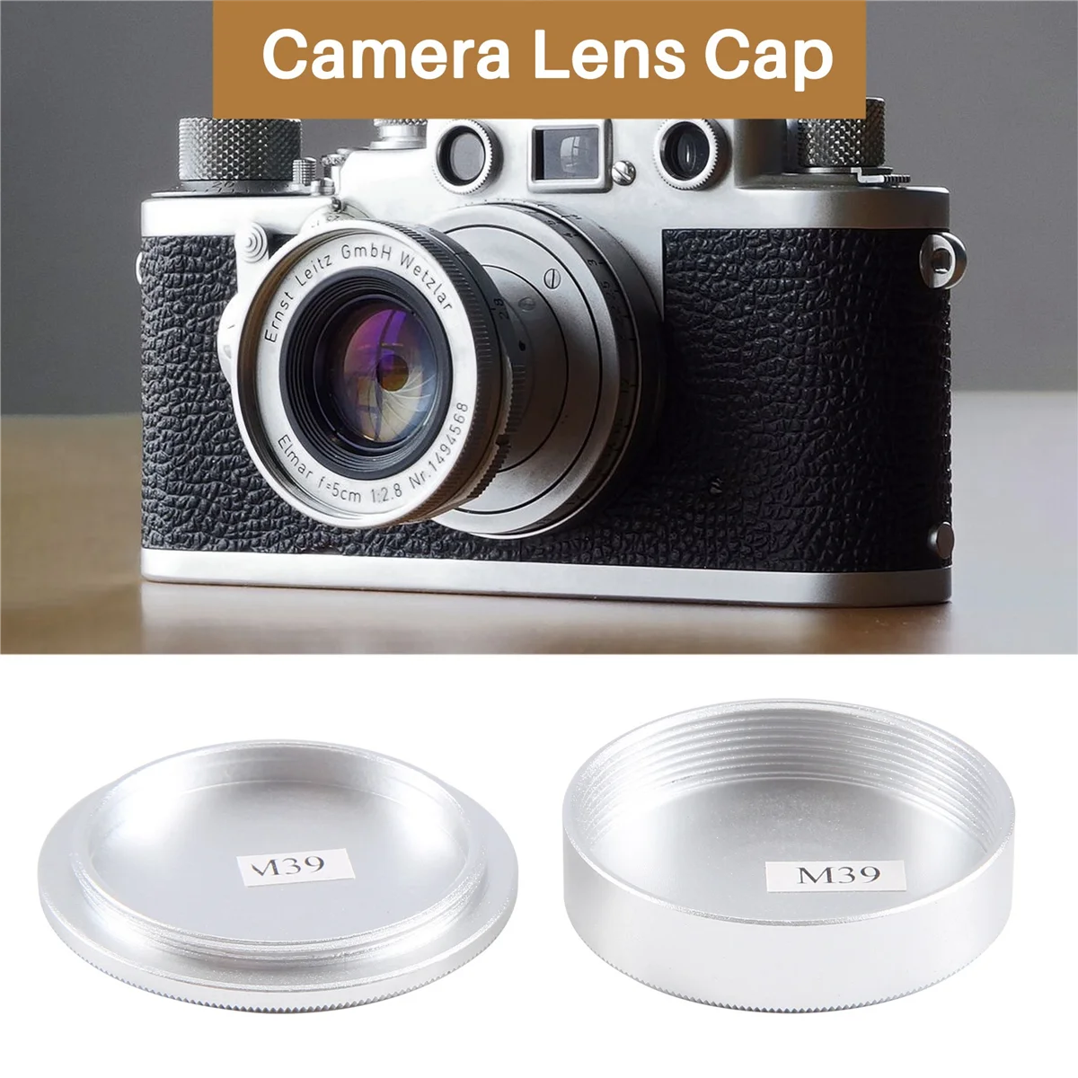 Metalen Body Cap En Lens Achterdop Set Voor M39 Ltm Lsm Leica Schroefbevestiging Mcm 39S (Zilver)