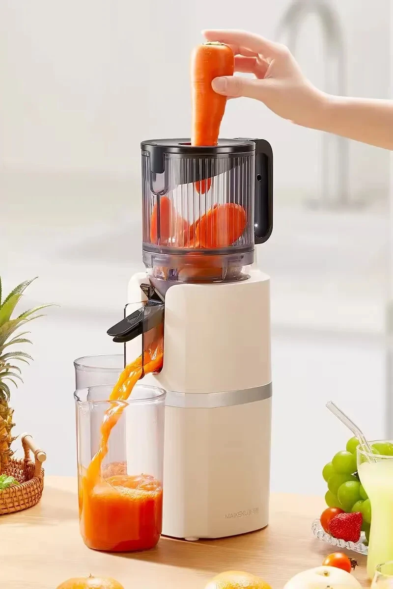 

For 2X Squeeze Slow Juicer,Wide Mouth Cold Press Juicer with Pulp Separation,200W Automatic Fruit & Vegetable Extractor