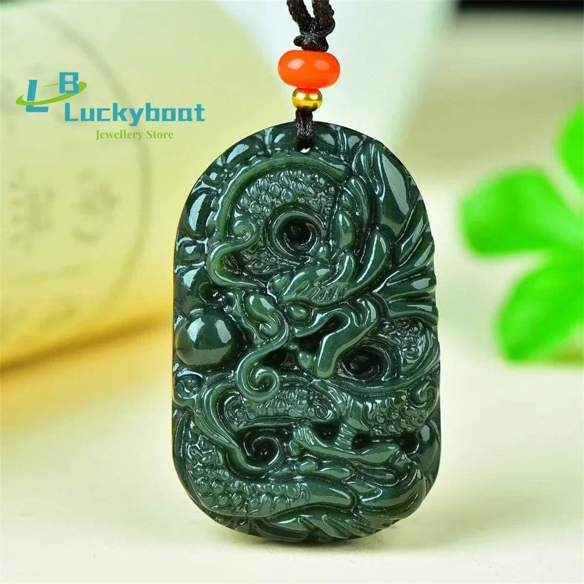 Natural Hotan Jade Youlong Brand Zodiac Pendant Bracelet Simple Personality Fashion Versatile Exquisite Men and Women