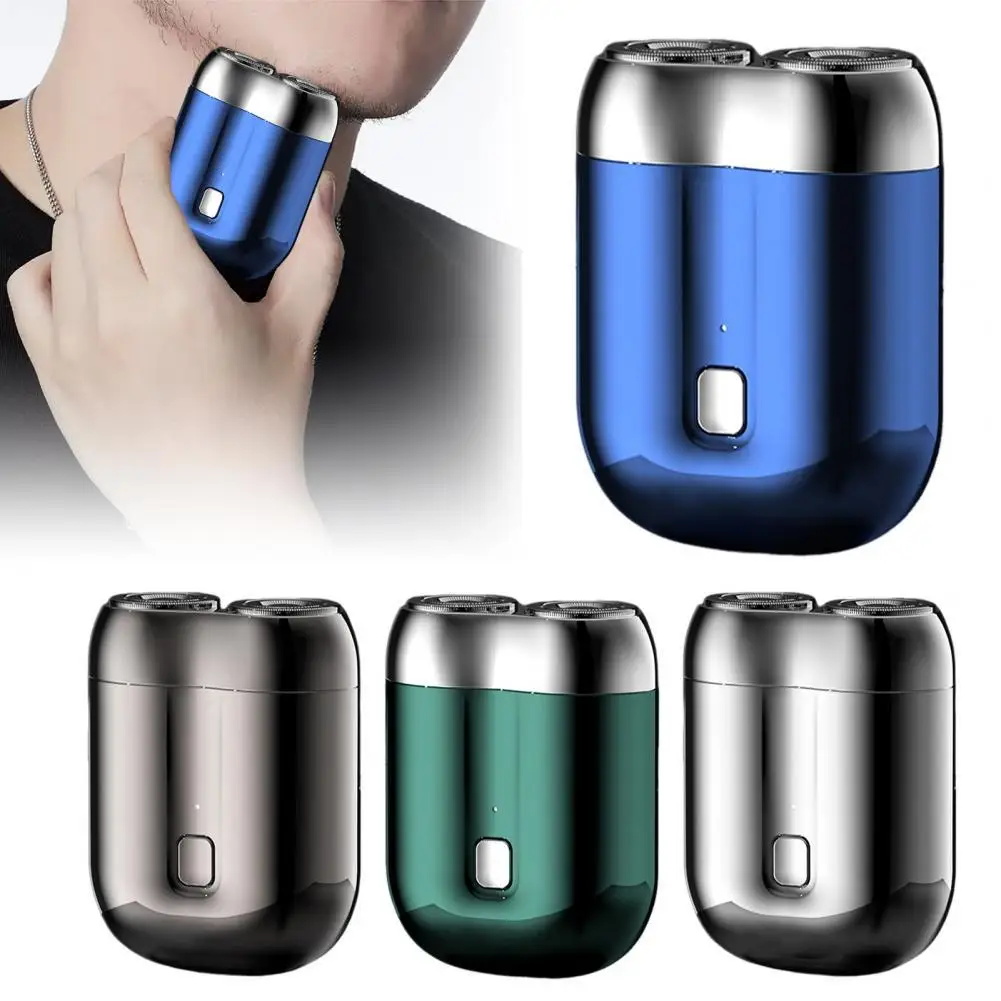 Mini Afeitadora eléctrica de doble cabezal, recargable por USB, resistente al agua, maquinilla de afeitar rotativa de viaje, herramienta removedora de barba y pelo portátil para hombres