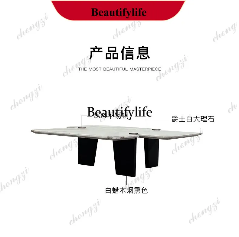 p182 Designer villa model home, large high-end apartment, light luxury marble coffee table