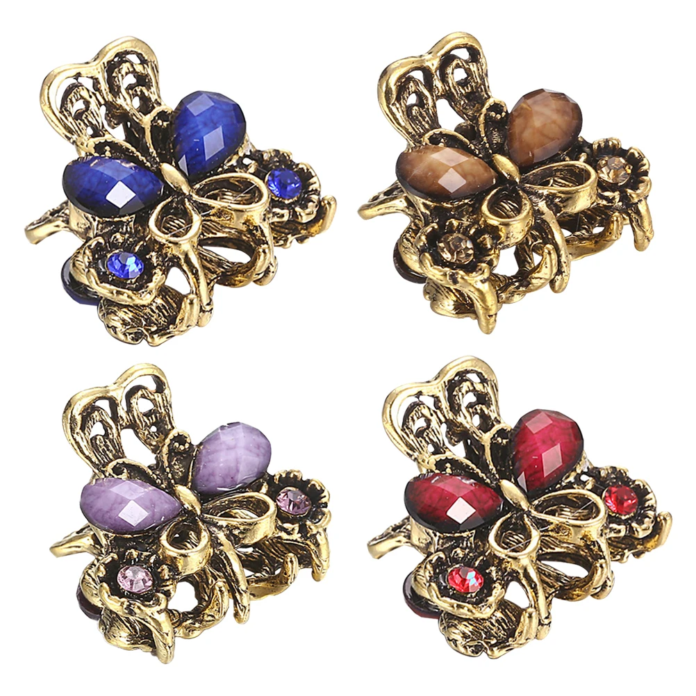 

4 Pcs Hair Clip Accessories Durable Vintage Pins Non Slip Women Hair Claw Clamps For Alloy Claw Clamp Women Hairstyling