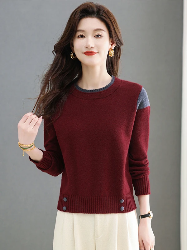 

Red ort Sweater Women's Faion High Waist Base Layer irt Autumn Winter New Sle Korean Commute Loose Fit Warmth Heating