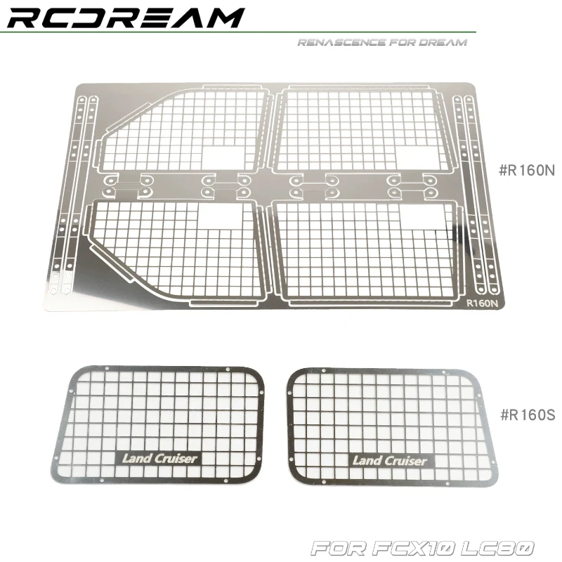 RCDream Folding Window Mesh Rear Side Simulation Foldable Protective Net Metal Parts For 1 10 FCX10 LC80 Rc Crawler Car