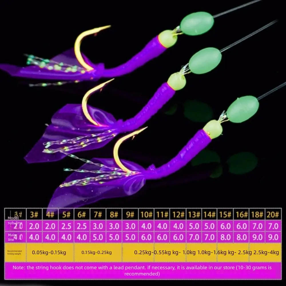 3 حديقة/18 قطعة مضيئة الفول Sabiki سلسلة هوك تلاعب المطاط المتذبذب بيونيك سلسلة هوك 10 أحجام إغراء الطعم معالجة