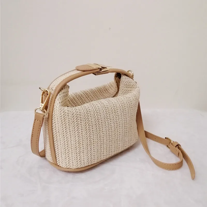 Straw Crossbody Bag For Women Fashion Bohemian Small Knitting Summer Purse And Handbag Ladies Casual Vacation Bucket Beach Bags