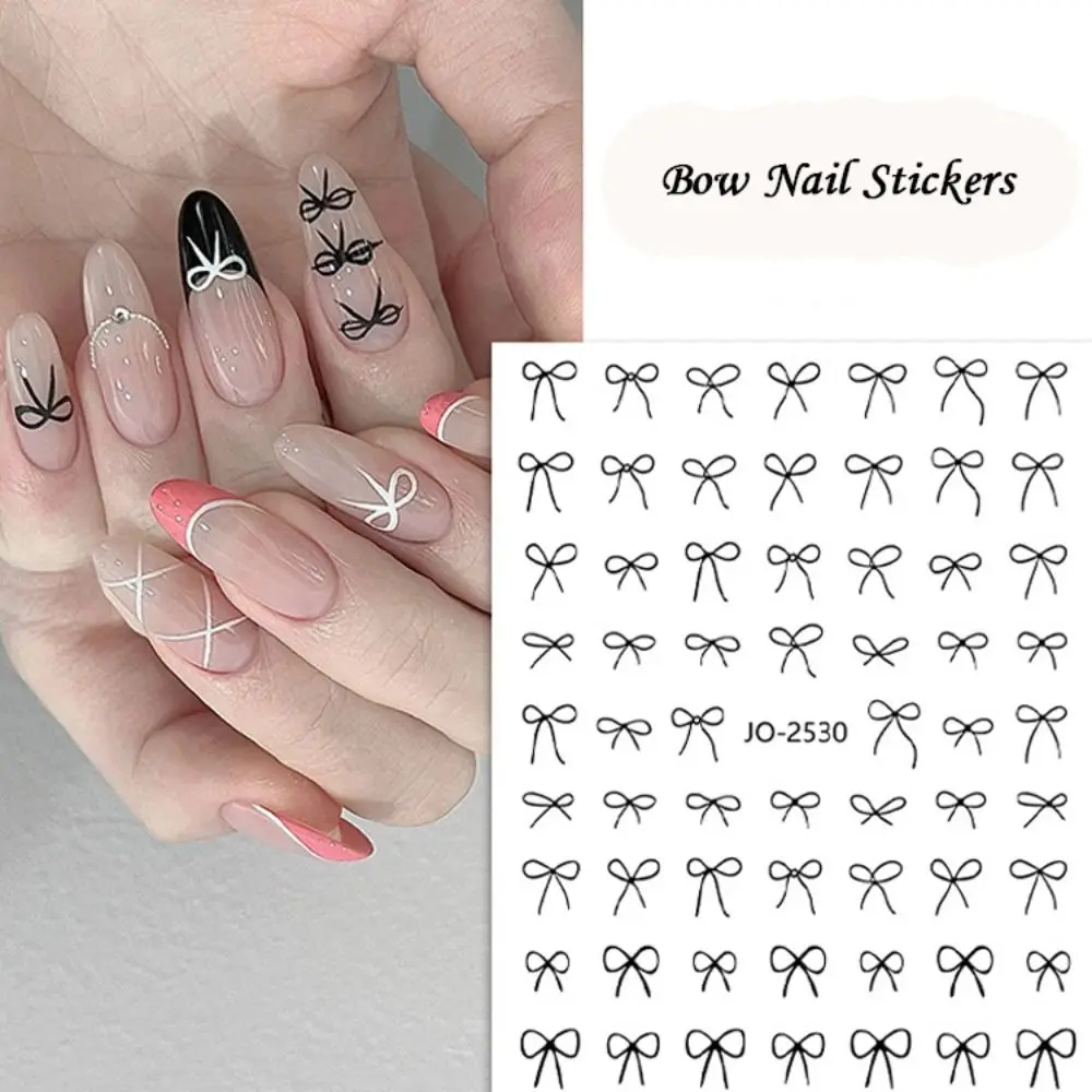 Waterproof Bow Nail Art Stickers Long Lasting Adhesive Slider Nail Art Decoration Glitter Shining Nail Art Sticker