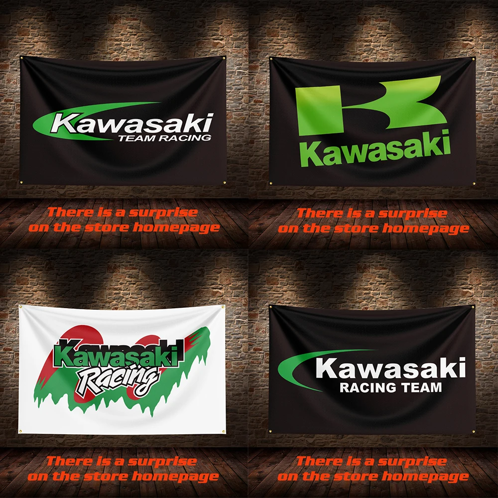 3 X 5 FT K-Kawasakis Flag Polyester Printed Car Flag Hanging Flag for Room Garage Living Room Home Garden Decoration