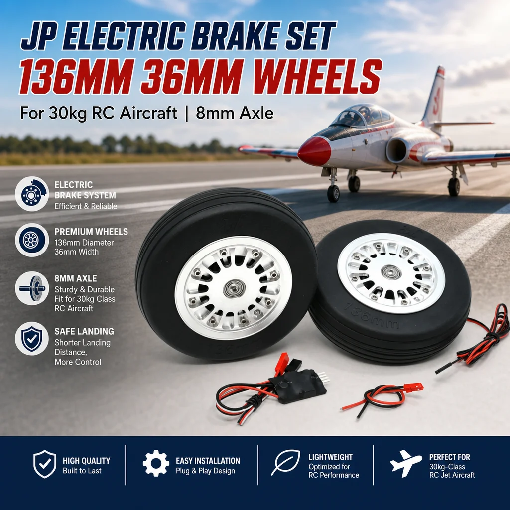 JP Electric Brake Set 136mm 36mm Wheels 8mm Axle for 30kg RC Aircraft