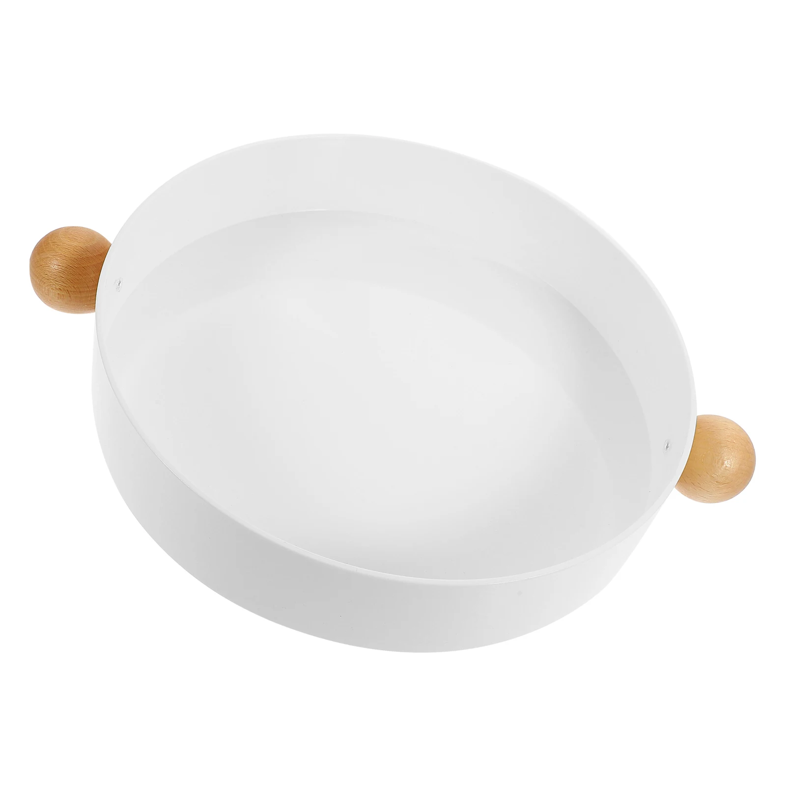 

Handheld Fruit Display Plate with Wooden Ball Handle Large Capacity Serving Tray for Snacks Desserts Drainage Household