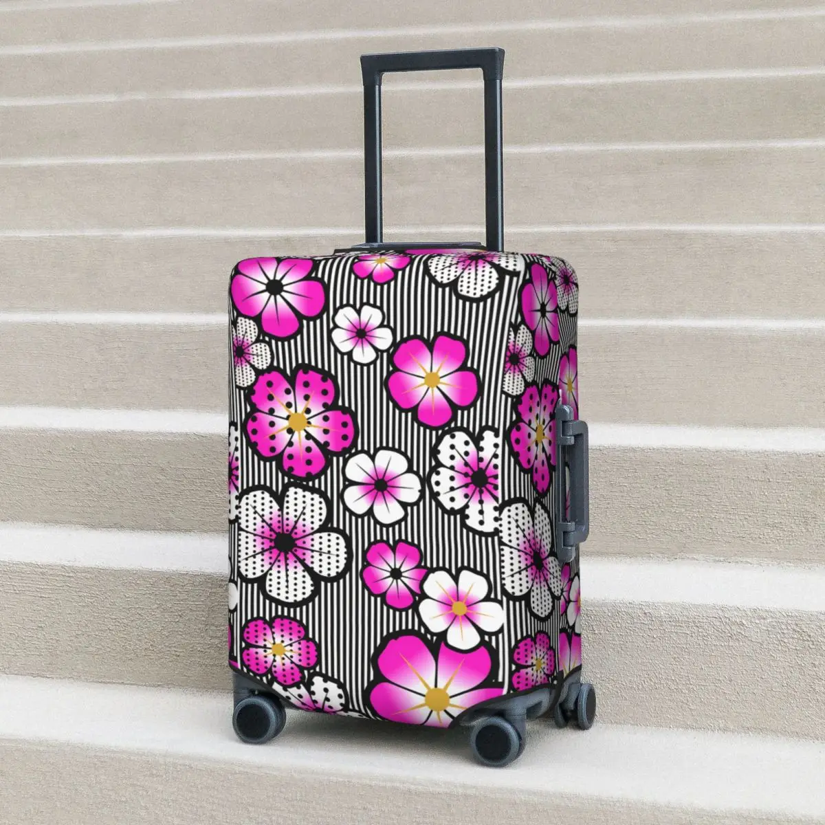 

Pink Floral And Polka Dot Pattern Suitcase Cover Elastic Travel Protector Luggage Accesories Holiday