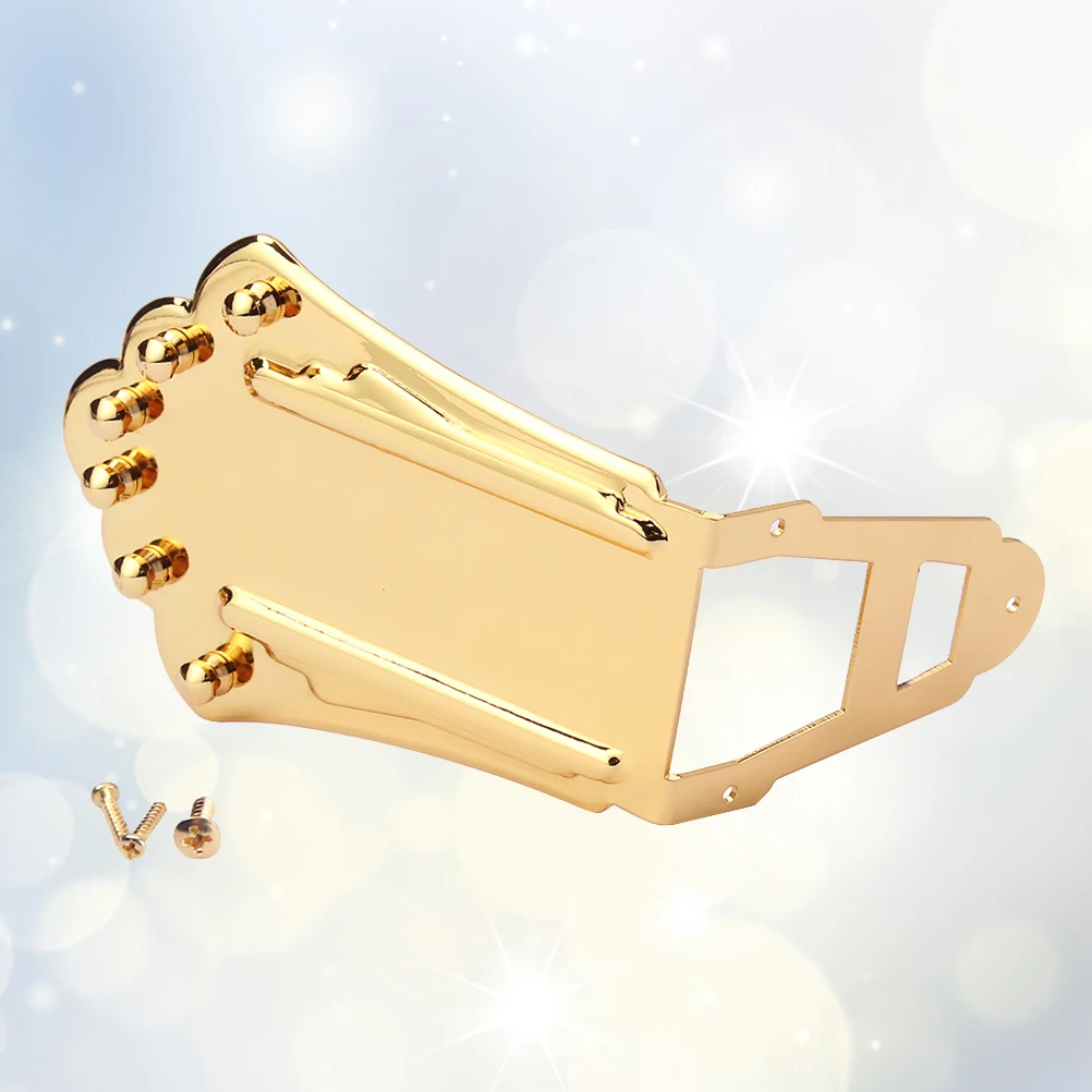 

Metal Guitar Tailpiece Set 6 String Solid Durable Gold Plated For Jazz Replacement Upgrade With Screws Elegant