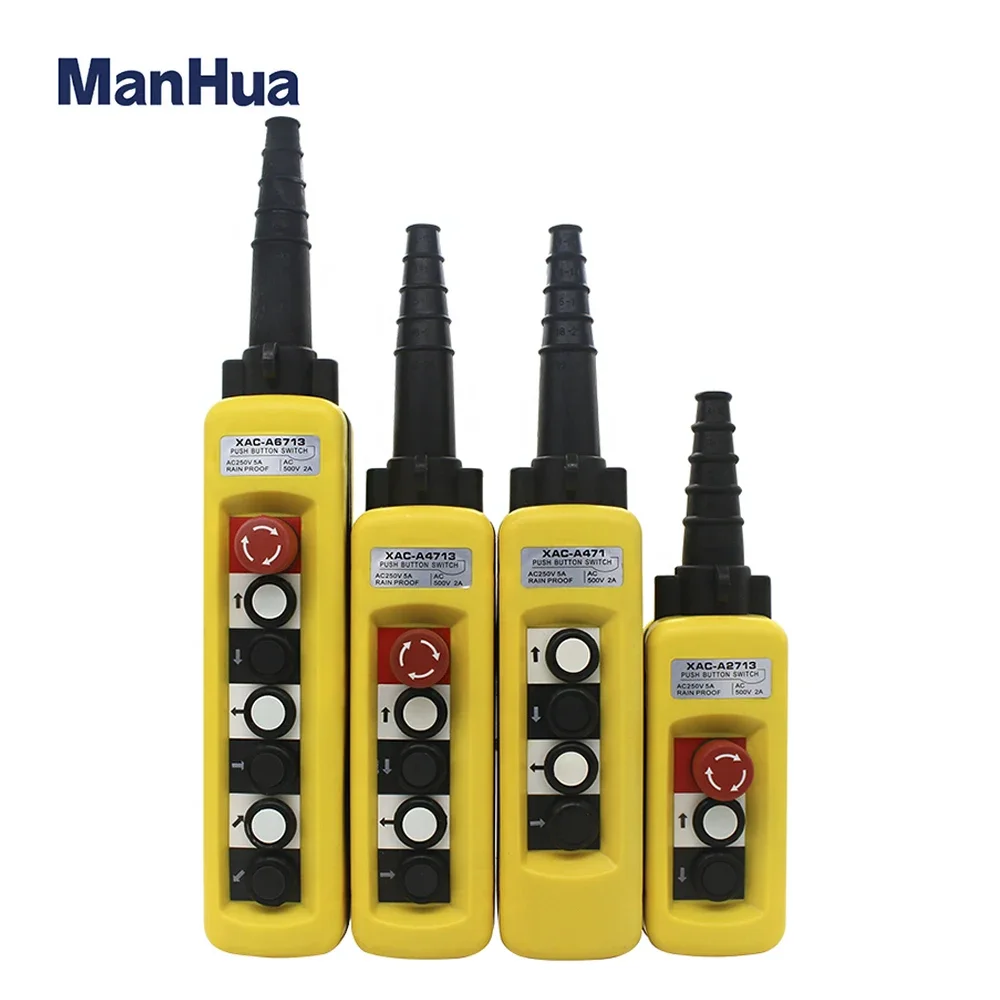 ManHua Rainproof Crane UP-DOWN Button Switch Crane Pendant Control Station Hoist Push Button Switch with Rubber Cable Barrel