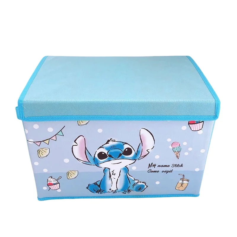 ديزني غرزة أنيمي صندوق تخزين قابل للطي متعدد الوظائف سلة تنظيم مكتب غرفة نوم صندوق تخزين ملابس صندوق تنظيم الطفل