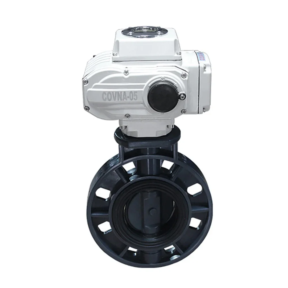 Wafer Type UPVC PVC Plastic 2/4/6/8 Inch On / Off Type Electric Actuator Butterfly Valve