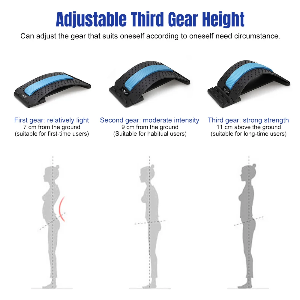 Back Stretcher Massager Multi-Level Adjustable Massager Waist Neck Fitness Lumbar Cervical Spine Support Pain Relief Fitness