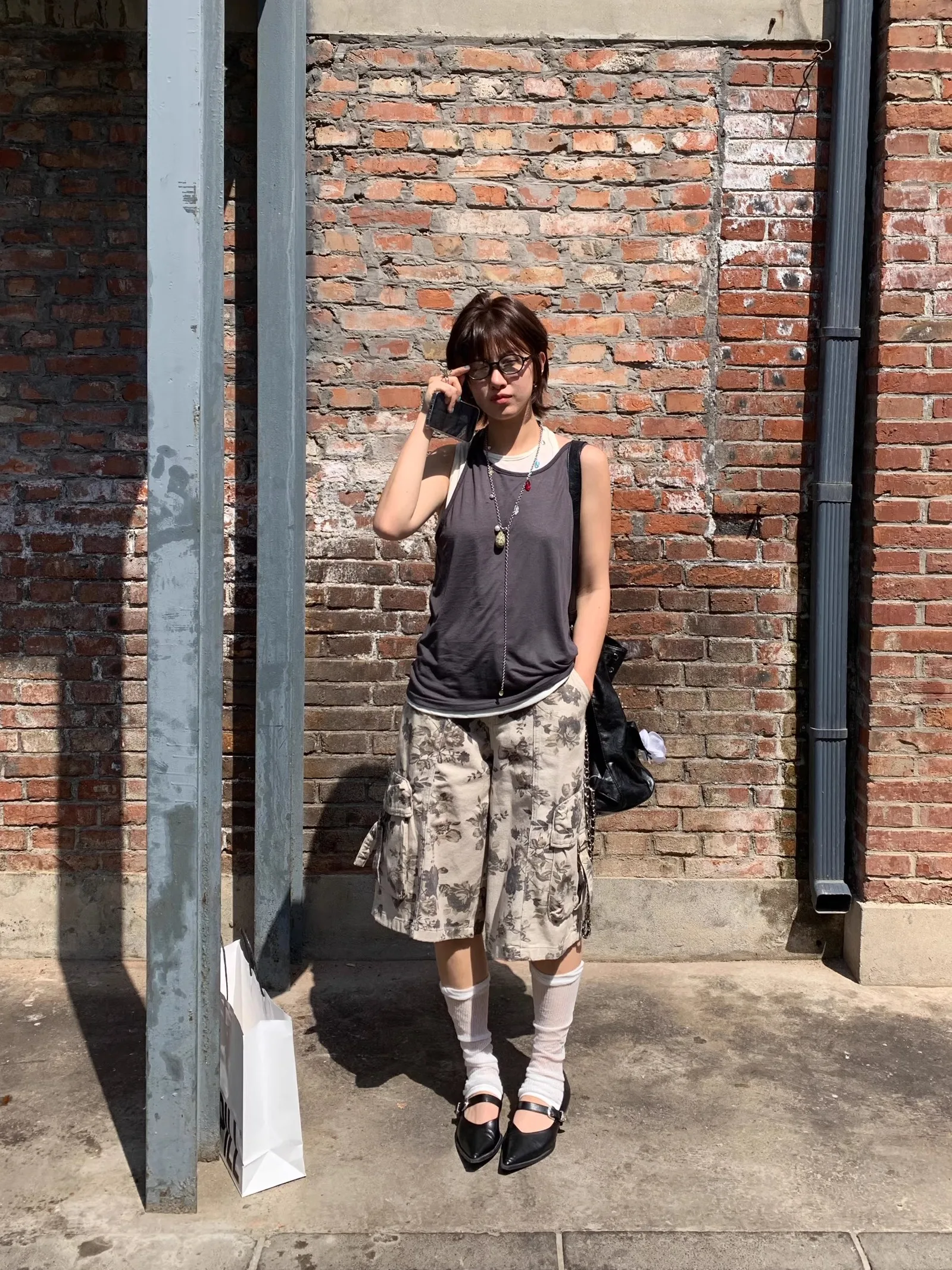 

Свободные широкие брюки с цветочным принтом в американском стиле ретро, прямые брюки с высокой талией, рабочая одежда для женщин