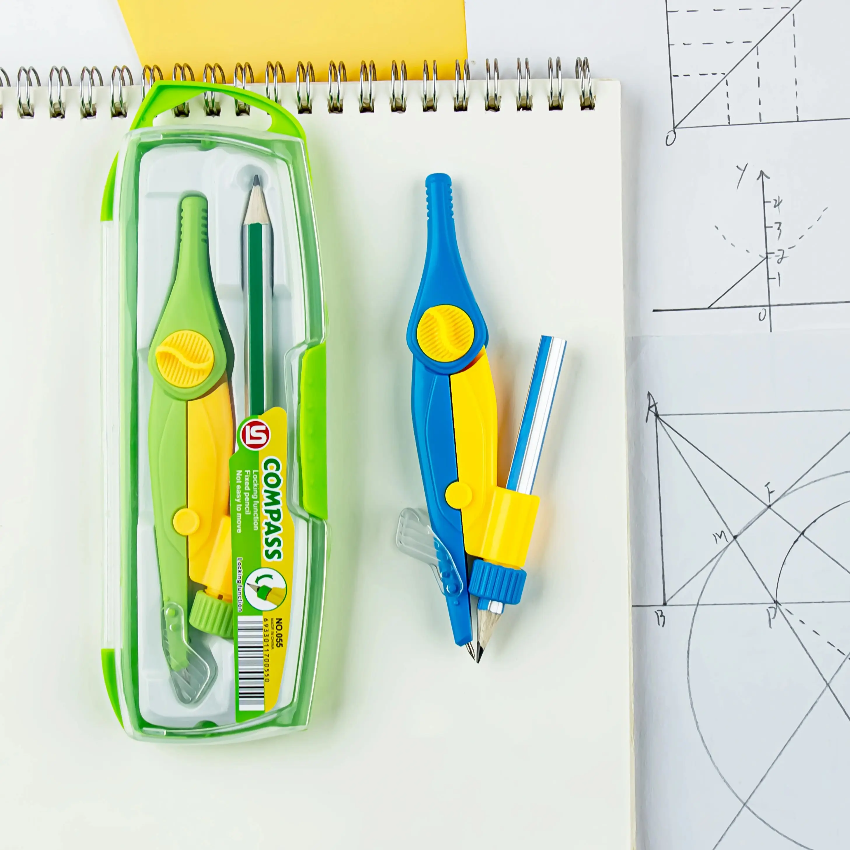 

Boxed Colored Compass Set - Premium Drawing Tool with Pencil
