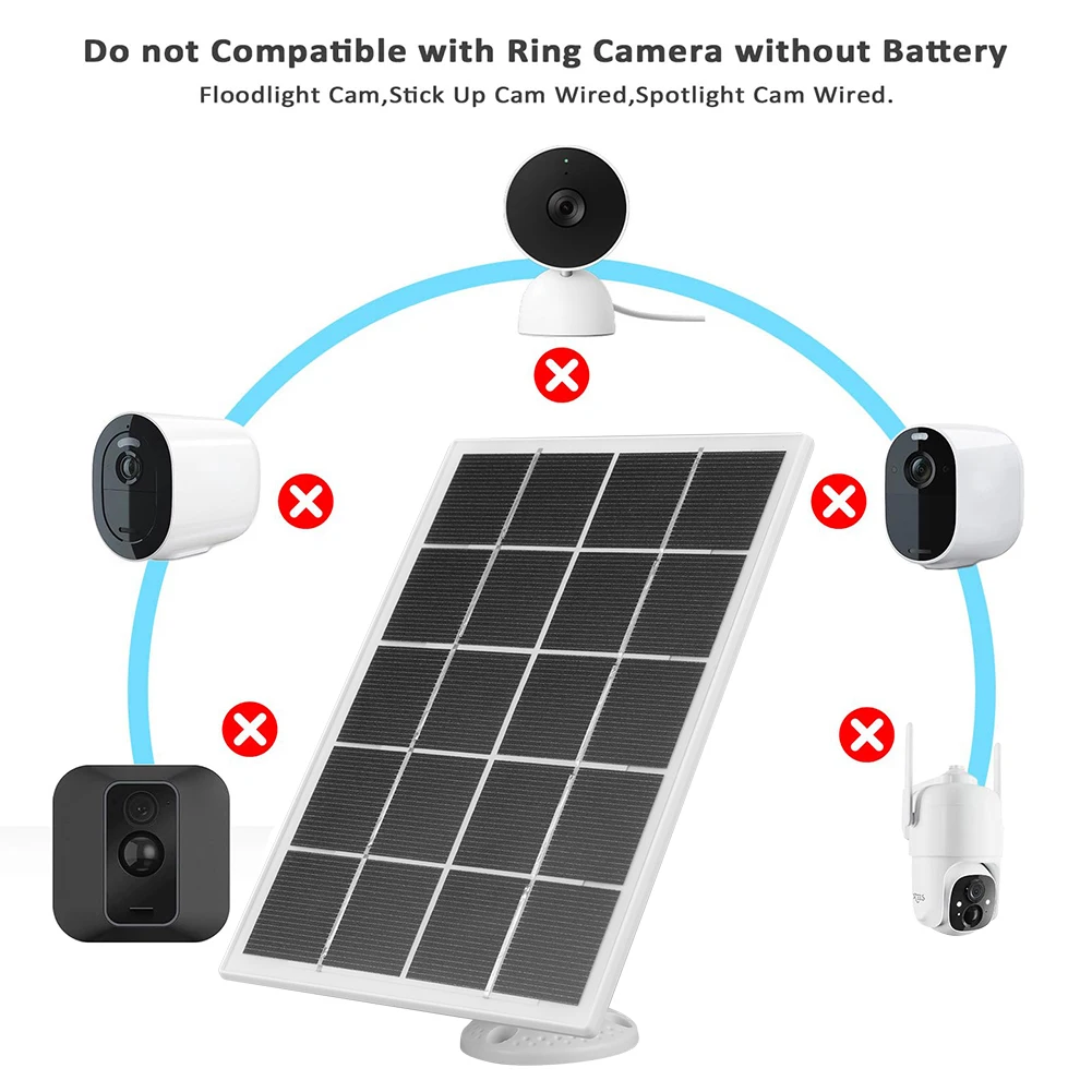 DC 3.5/5.5mm 10W Solar Panel Charger for Ring Camera Ring Spotlight Cam Waterproof Solar Panel Kit with 9.8ft Charging Cord