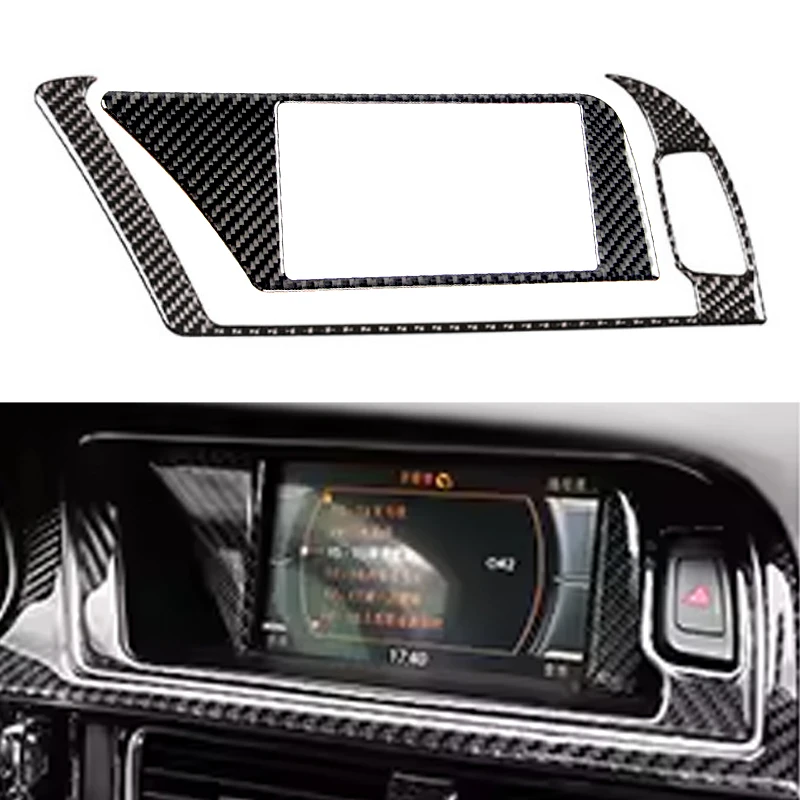 For Audi A4 B8 2009-2016 Soft Carbon Fiber Car Accessories Center Navigation Panel Screen Warning Light Outer Frame Cover Trim