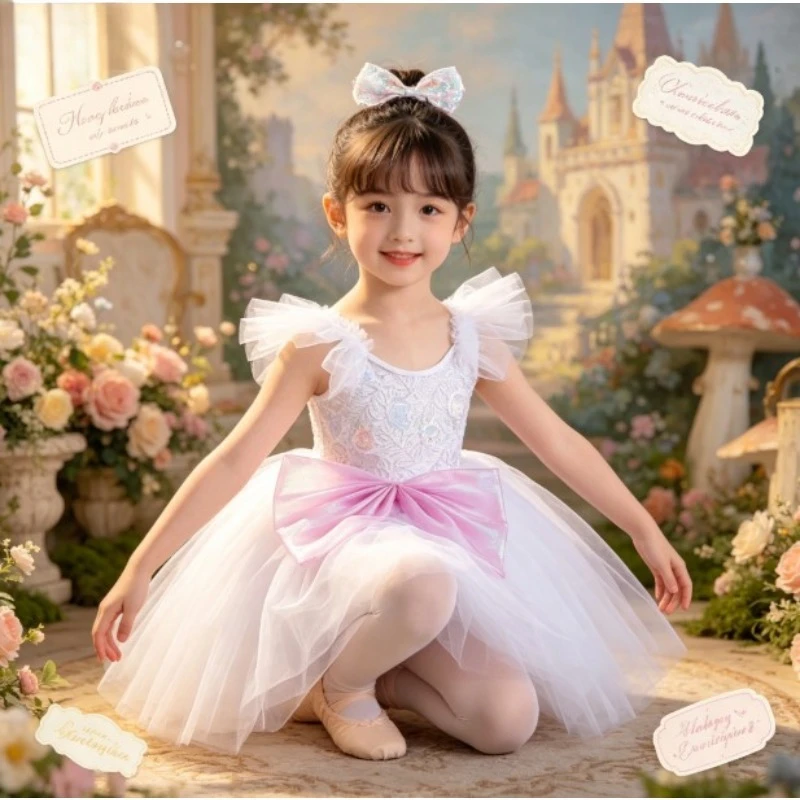 Girls Camisole Ballet Tutu Dress Soft Fluffy Tulle Swan Lake Princess Skirt Stage Performance Ballerina Party Dancewear Outfit - view 3