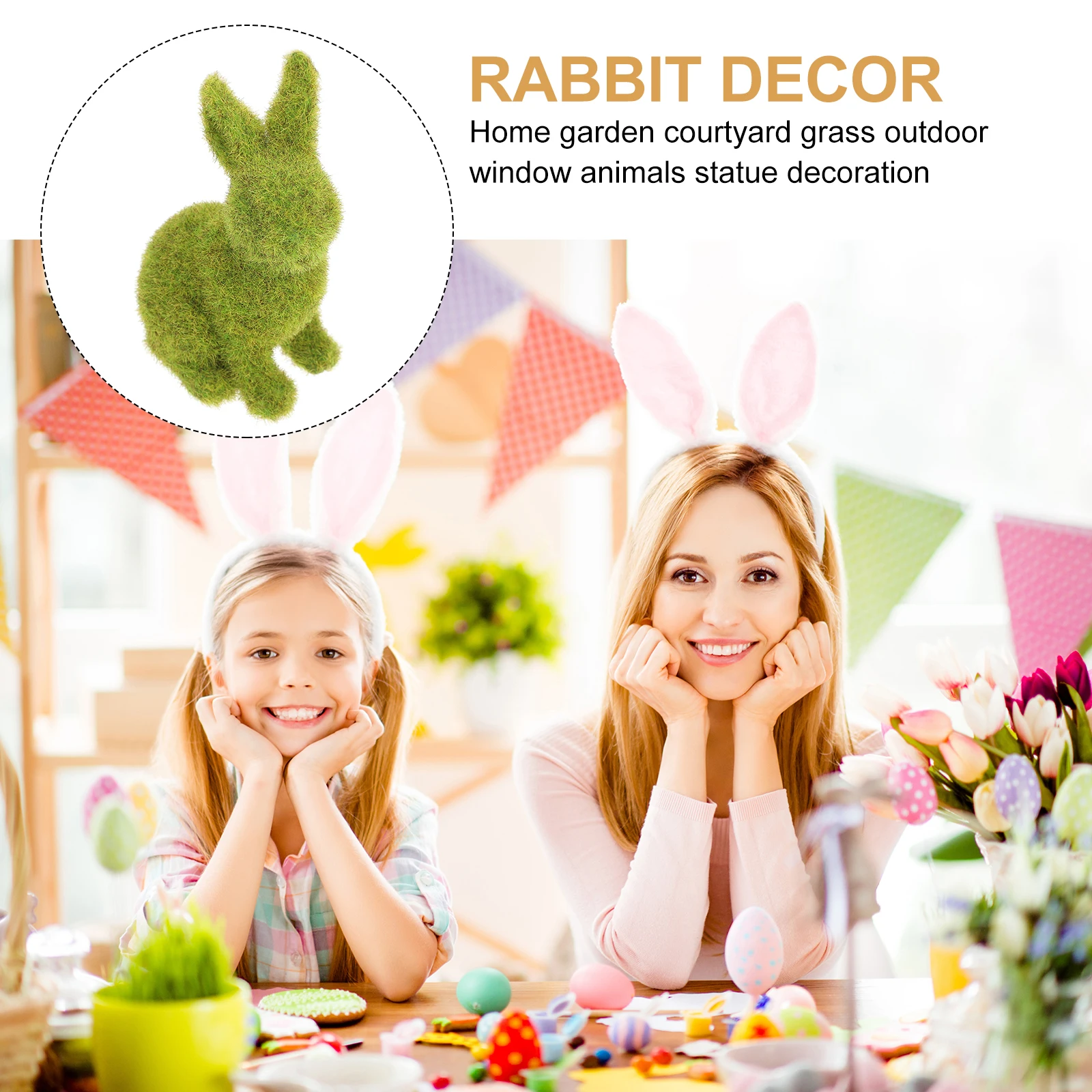 

Moss Bunny Rabbit Statues Natural Resin Easy Easter Rabbit Decoration Clean Desk Garden Party Gifts Animal Decor