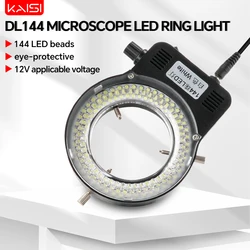 Adjustable 144 LED Ring Light Ultra-bright Lamp with 1V-240V AC Power Amplifier Adapter for Industrial Stereo Microscope220/110V