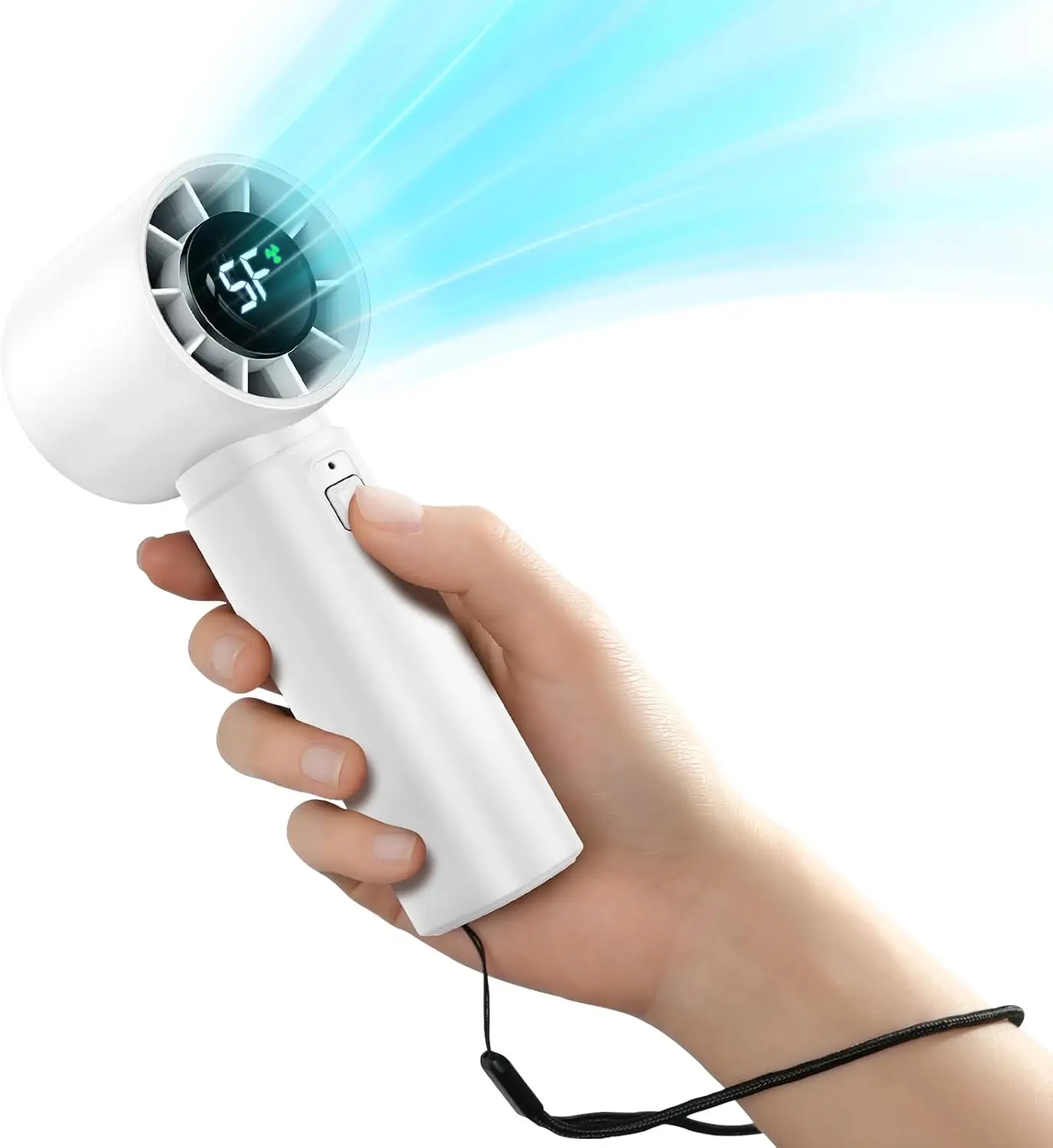 coldSky Portable Handheld Turbo Fan 5 Speeds High Speed Personal Fan With Digital Display 4000mAh Rechargeable Small Cooling Fan