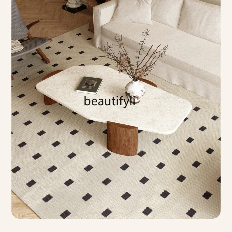 

zzFrench Vintage Style Tea Table Natural Lime Stone Cave Stone Tea Table Antique Leisure Sofa Living Room Tea Table