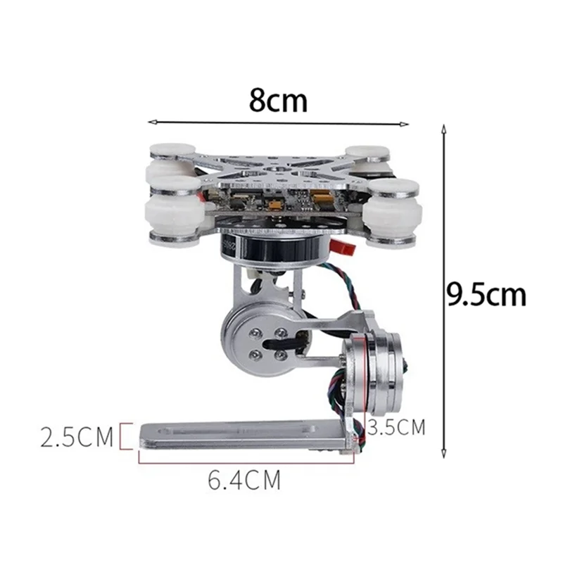For FPV Aerial Shooting SCT Hawkeye Gimbal Module 2-Axis Gimbal 3-Axis 2D Brushless Gimbal Module Easy Install Silver-TCES