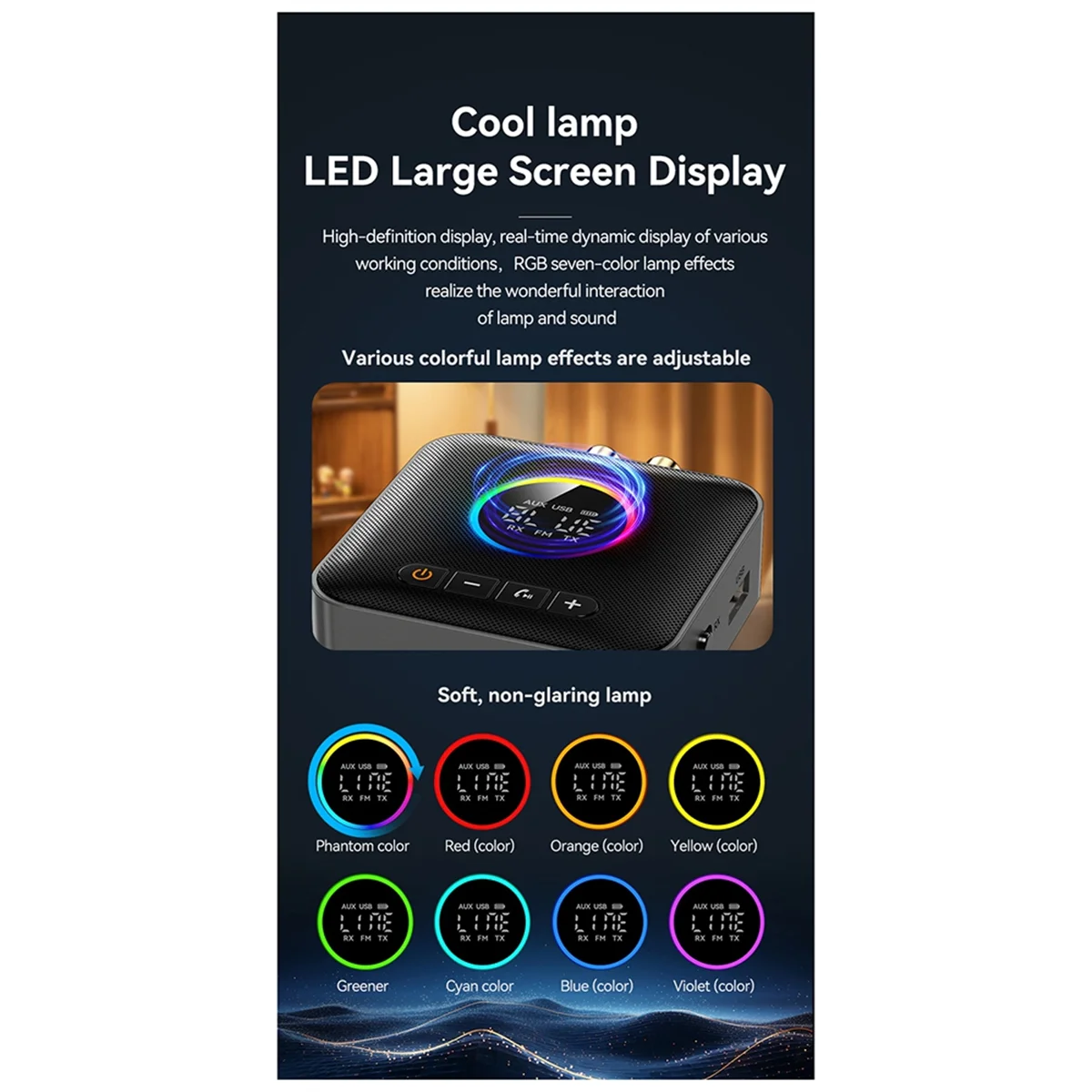 

3-in-1 Bluetooth 5.4 Transmitter Receiver FM Modulator Transmitter 3.5MM AUX Type-C Multi-Point Interface Hifi Music&A36G