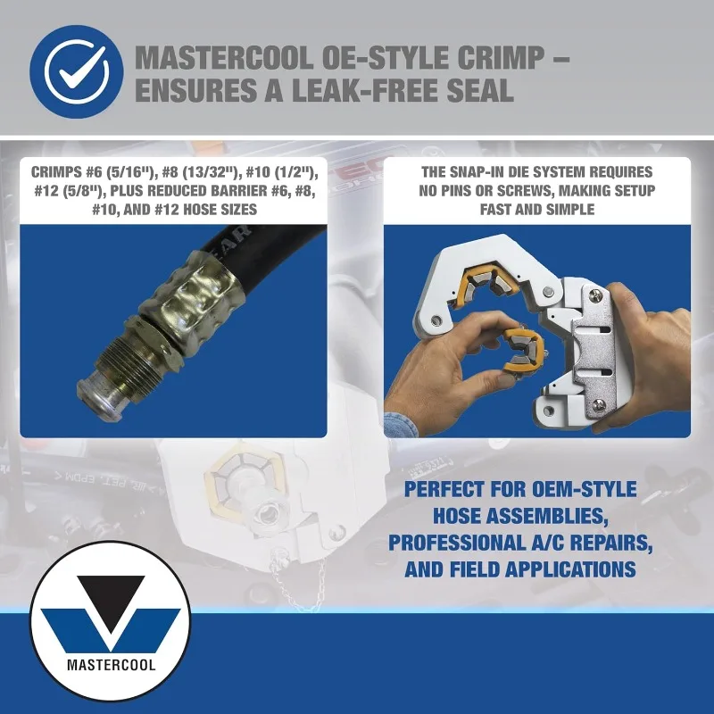 71500-A Hydra-Krimp |   Oryginalna, opatentowana hydrauliczna zaciskarka do węży klimatyzacji |   Zaciski # 6, # 8, # 10, # 12, I Zmniejszone Barierowanie