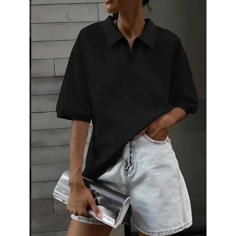 Polo Shirt Boutique, New Women'S Casual Style Polo Shirt, Comfortable And Lazy, Everyday Versatile Easy Top
