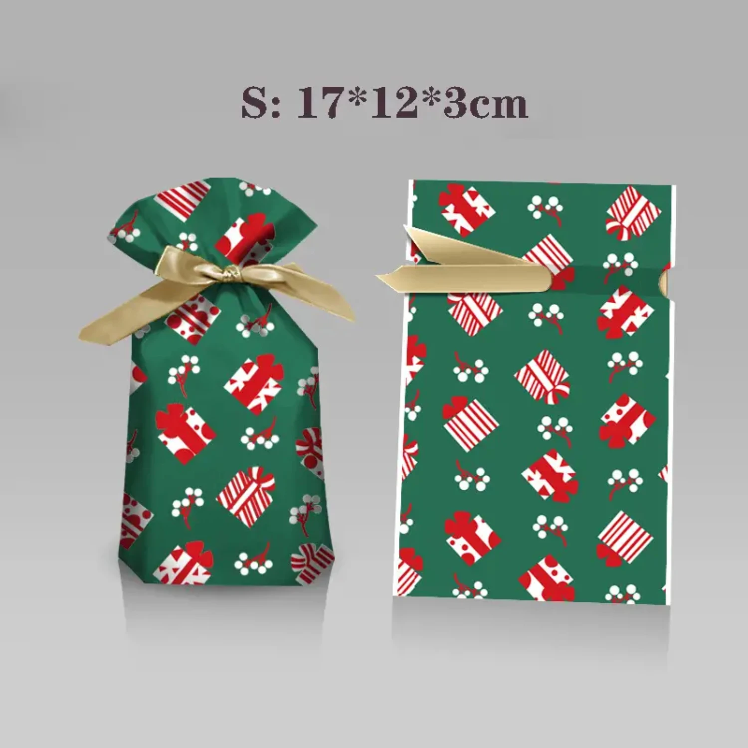 New In 2022 Lovely Christmas Gift Wrapping Bag with Ribbon Drawstring - Perfect for Ping An Fruit - Festive Gift Bundle Bag and 