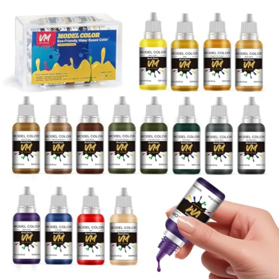 

VM FIGURE Acrylic Paint for Miniature Figurines 16 Bottles x 18 ml 0.63 fl.oz. Eco Friendly Water Based Figure Model Color Set