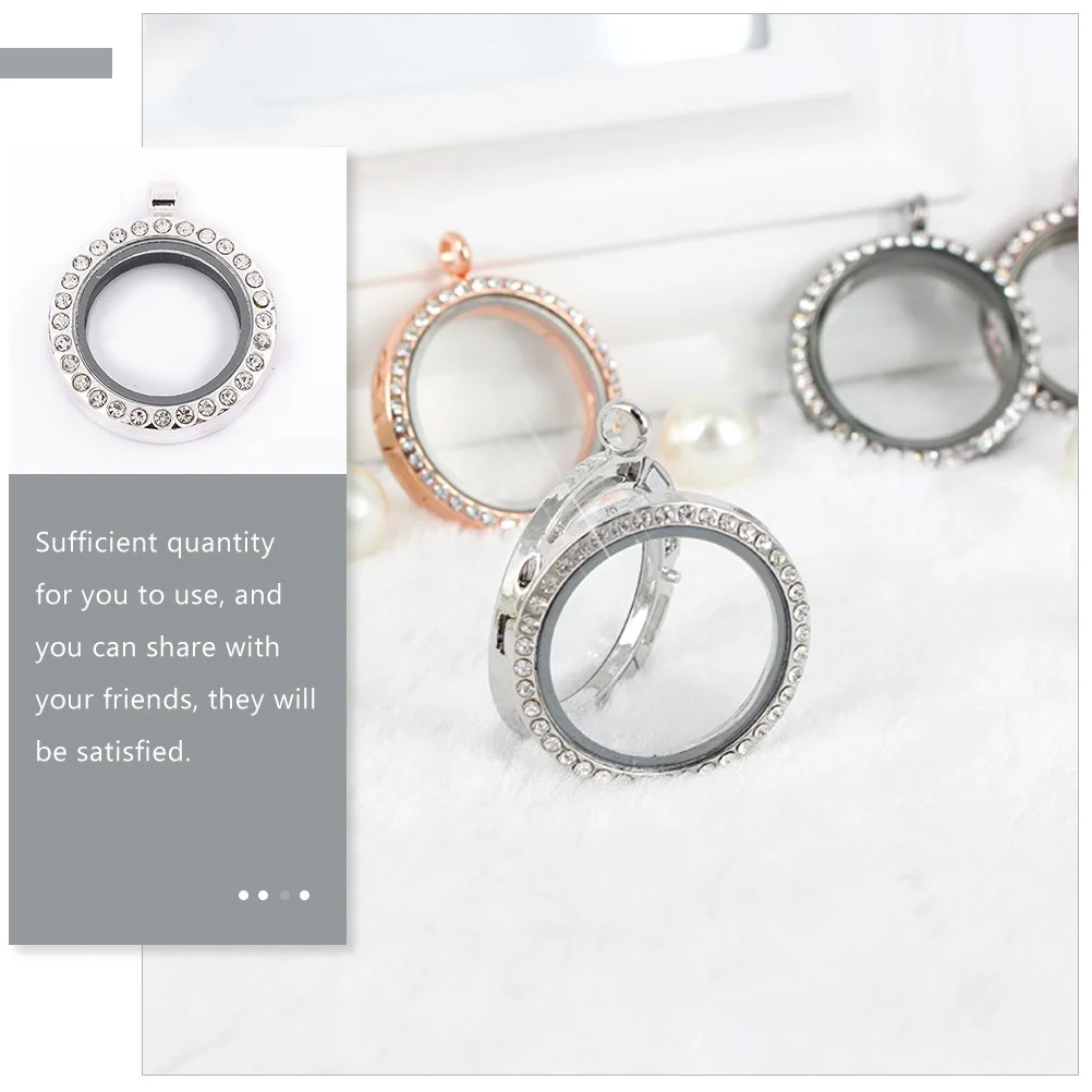 

4pcs Round Alloy Photo Pendant Charms Rhinestone Bezel Trays For Diy Jewelry Making Craft Necklace Locket Decoration Supply