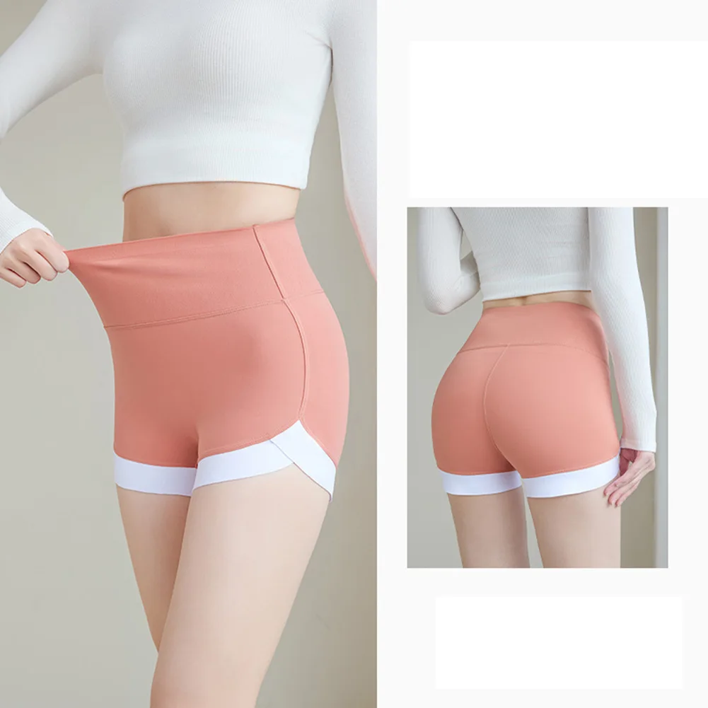 Women's High Waisted Sports Shorts with Color Block Design Thin Polyester Fabric for Spring Summer Autumn and Winter Use