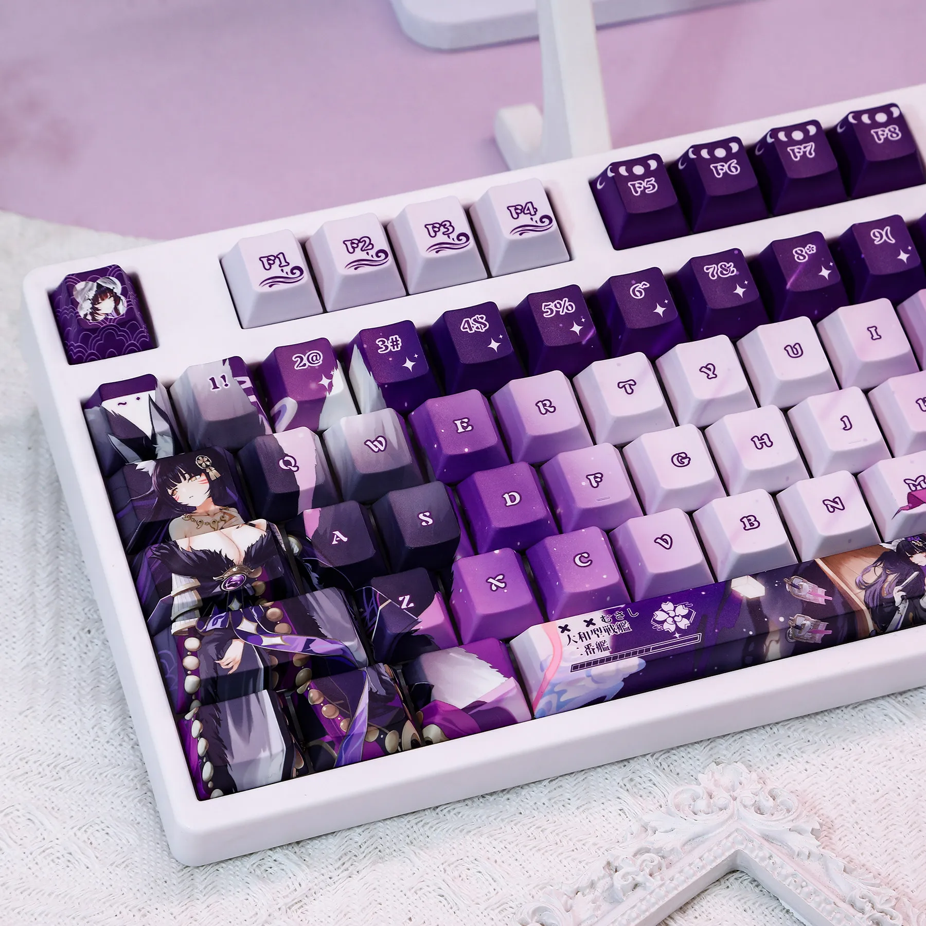 120 Keys Azur Lane Keycaps  Musashi‌ Theme Keycap （むさし 무사시 Keycap PBT DYE-Sub Cherry Profile for Made68 Mad68 Wooting 60